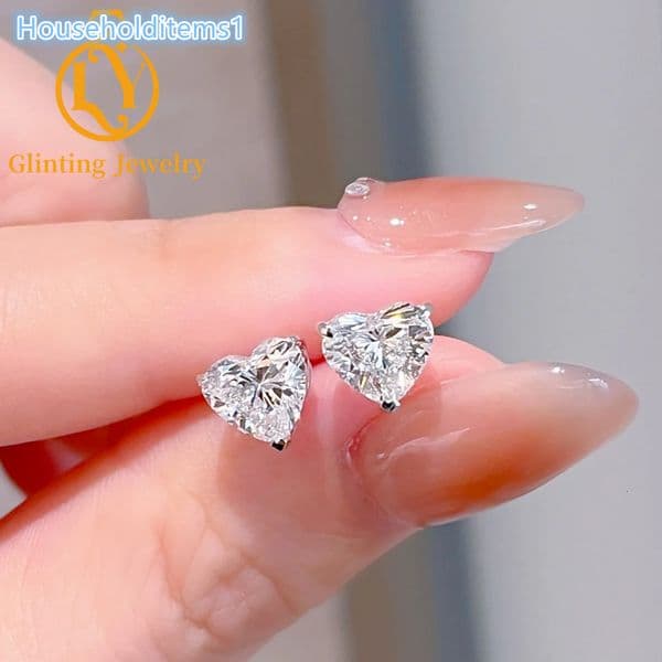 Factory 10K 14K 18K Gold Fine JewelryCertified Heart Cut Lab Grown Diamond Earrings for Women