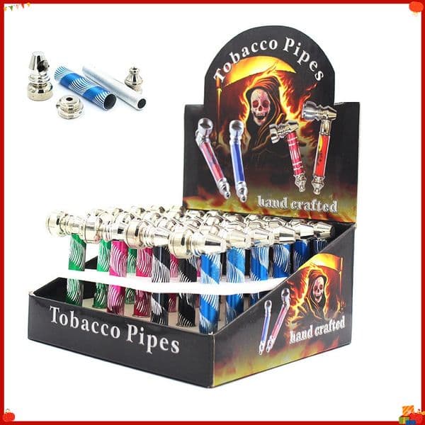 Travel Creative Newest colorful metal tobacco pipe Mini Smoke Hand Spoon Pipes for smoking Removable Cleaning with Screen Cap