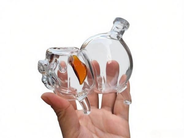 Wholesale Mini Portable Super Cute 3D Pig Shape Thick heady glass tobacco hand pipe Portable Colorfful Dry herb Handpipes Spoon water pipes for smoking