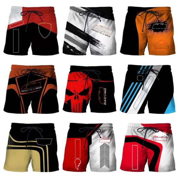 High quality customizable logo printed men's quick drying thin breathable personalized beach shorts trendy racing suit series fashionable shorts summer plus size