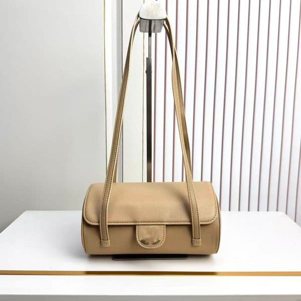 26P Preppy bowling bag Genuine Leather Tote Bag Large Capacity Fashion Womens Bag One shoulder Portable retro style messenger Diamond Lattice 20.5cm