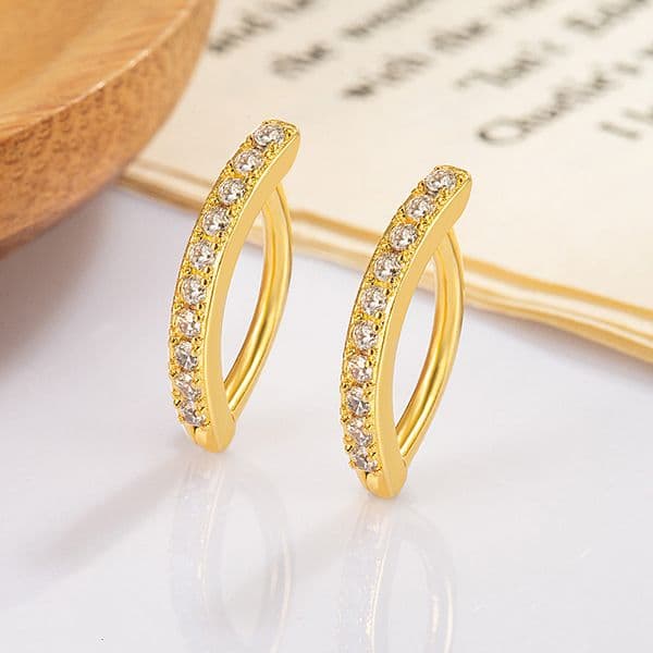 Free shipping Cross-border bestseller: 18K gold-plated zircon-inlaid half-moon ring, an n style, personalized and exquisite jewelry, sexy navel accessory
