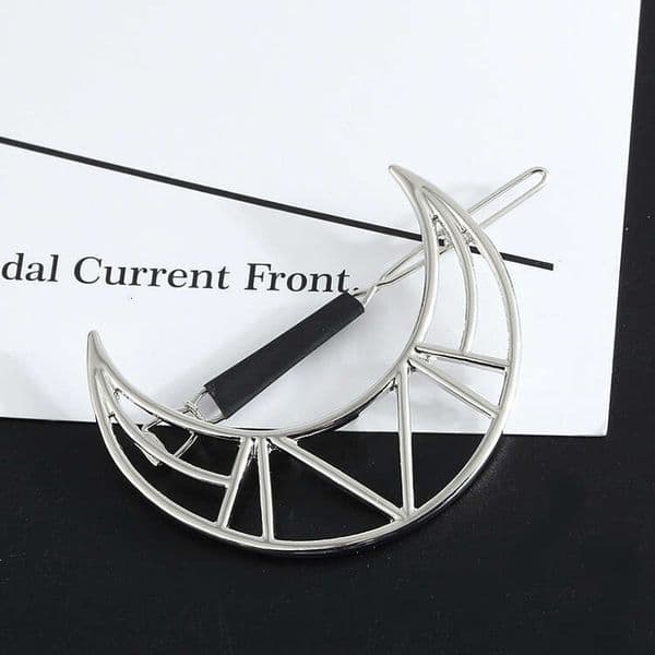 Moon foreign trade hair accessory, geometric polygonal moon hairpin, fashionable women's personalized design hairpin manufacturer