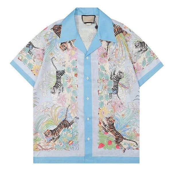 Men's designer shirt summer short sleeve casual button up shirt printed bowling shirt beach style breathable T-shirt clothing Luxury designer T-shirt