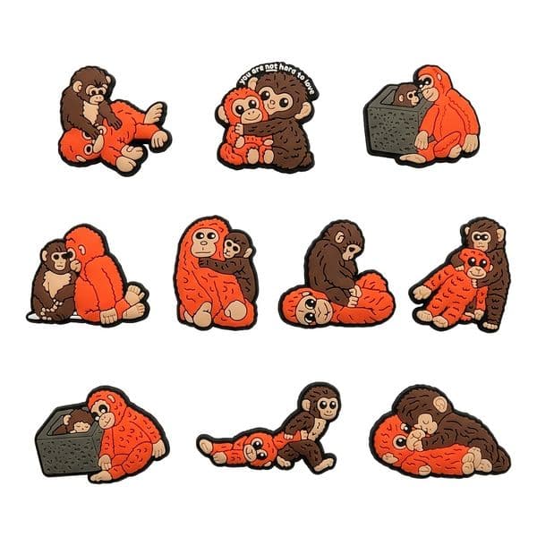 Punch Monkey Gorilla Theme Shoe Charms for Shoes, Bracelets, Bags, and Accessories Made of PVC, an Ideal Gift for Birthdays, Christmas, Party gift,Gift for Animal Lovers