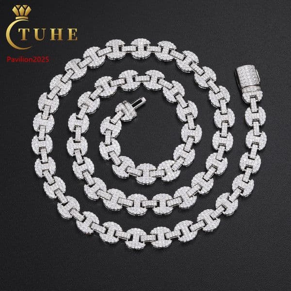 Fashion Jewelry Moissanite Link Chain 925 Sterling Silver VVS Mossanite Iced Out Hiphop Cuban Necklace for Men