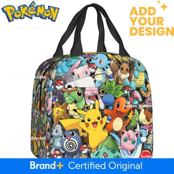 P-Pokemon Pikachus Insulated Lunch Bag For School Office Reusable Cooler Thermal Bento Box Women Kids Food Container Tote Bags