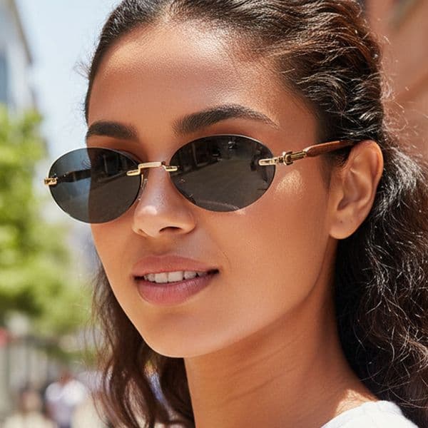 Style Frameless Cut Edge Fashionable Versatile New Fashion Hot Girl Outdoor Sun Protection Sunglasses