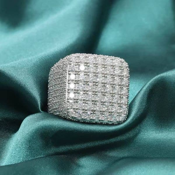 Paston Custom Jewelry Iced Out 925Sterling Silver Moissanite Full Stone Mens Ring Moissanite Hip Hop Jewelry