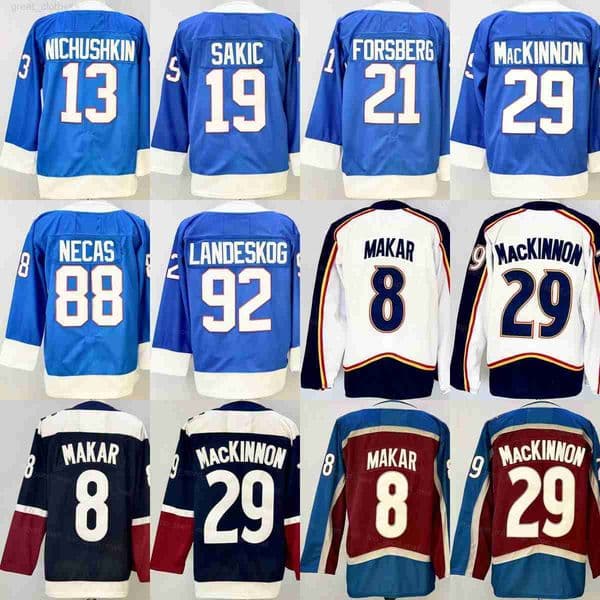 2026 Heritage Classic Hockey 8 Cale Makar Jerseys Mans 13 Valeri Nichushkin 88 Martin Necas 21 Peter Forsberg 29 Nathan MacKinnon 92 Gabriel Landeskog 19 Joe
