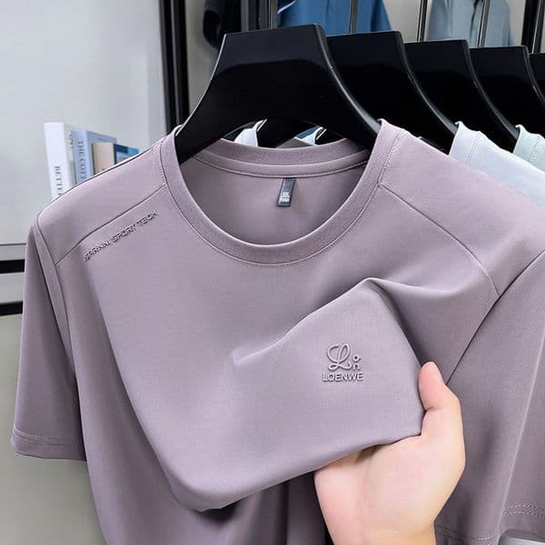 Designer T-shirt Summer New Men's Ice Silk Short-sleeve T-shirt Round Neck Fashionable Polo Hoodie Breathable Quick-drying Casual Lightweight Men's Clothing