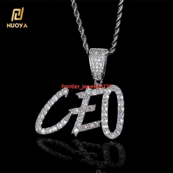 NUOYA Luxury Jewelry Iced Out Moissanite Diamond Letter Pendant 18K Gold Plated Name Pendant Hip Hop Jewelry Gift for Men and Women
