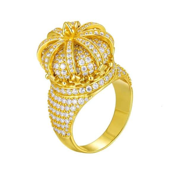 Crown Design Lab Grown Diamond Ring 14KT Gold Luxury Royal Statement Ring for Women