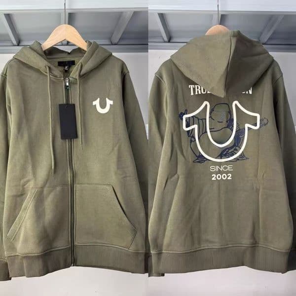 High quality Trues Relgions Letter Print Imeccable details Zier Hoodie Men Cool Streetwear Hooded Cardigan Zi U Jacket Casual Trendy To Comfortable Hi ee
