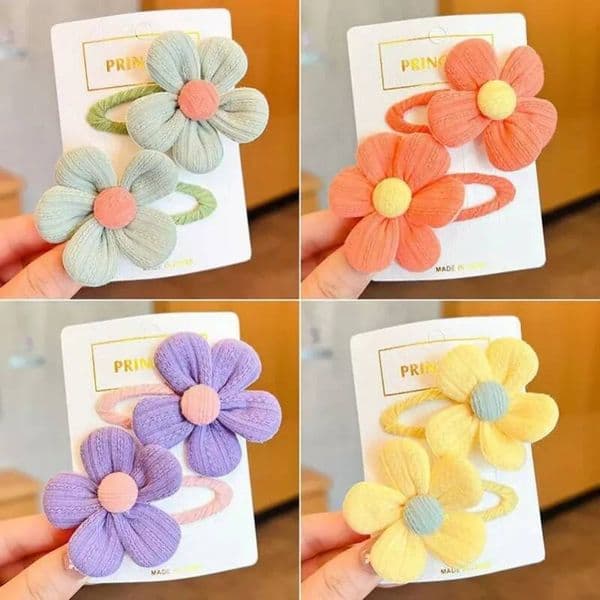 2Pcs/Set Bow Pairs Clip Girls Hairpins Hairgrips Toddler Cute Fabric Flower Baby Headdress Wholesale Hair Accessories ddmythur