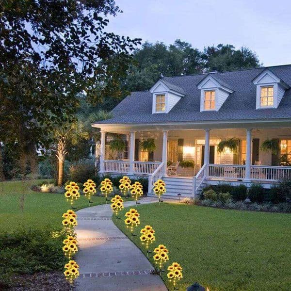 7 Heads LED Solar Simulation Sunflower Garden Yard Lawn Night Lights Landscape Lamp Home Decoration Christmas Flower Light