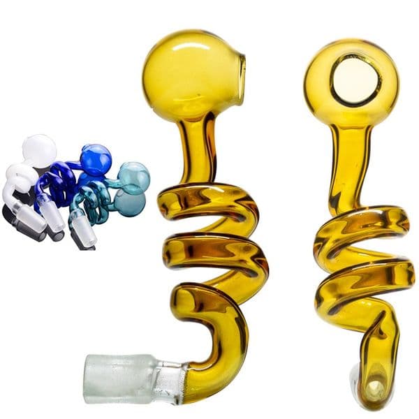 Wholesale Spiral shape Glass Oil Burner Bubbler Bowl Slide Nail Sandblasting 14mm 18mm Female Male Downstem Colored smoking oil banger bowl for mini water bong