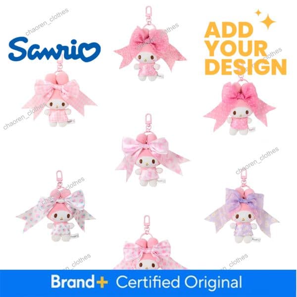 Cute Japanese-style Sanrio Melody large bow plush doll pendant, gift for girls with a girlish heart