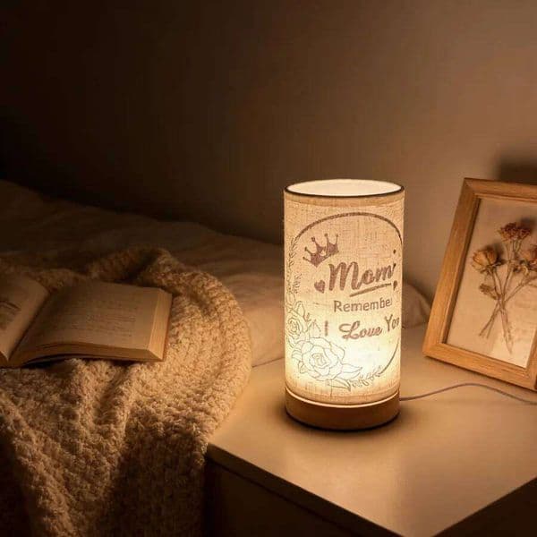 1PC Vintage Linen Mom Quote Table Warm Glow Bedside Lamp for Bedroom Decor