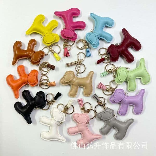 Cartoon Puppy Bag Creative Car Keychain Big and Small Dog Phone Case Sticker Wrist Strap Pendant
