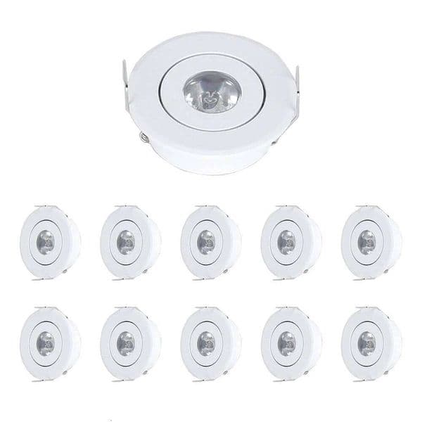 10Pcs 1W Mini LED Recessed Ceiling Downlight Spotlights Under Cabinet Lights for Home Kitchen Wardrobe Living Room