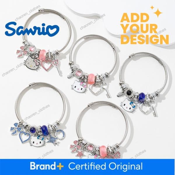 Factory Direct Sale Panjia For Women Hello Kitty Cute Cartoon Cat Crystal Stainless Steel Best Friend Bracelet Luxury Goods