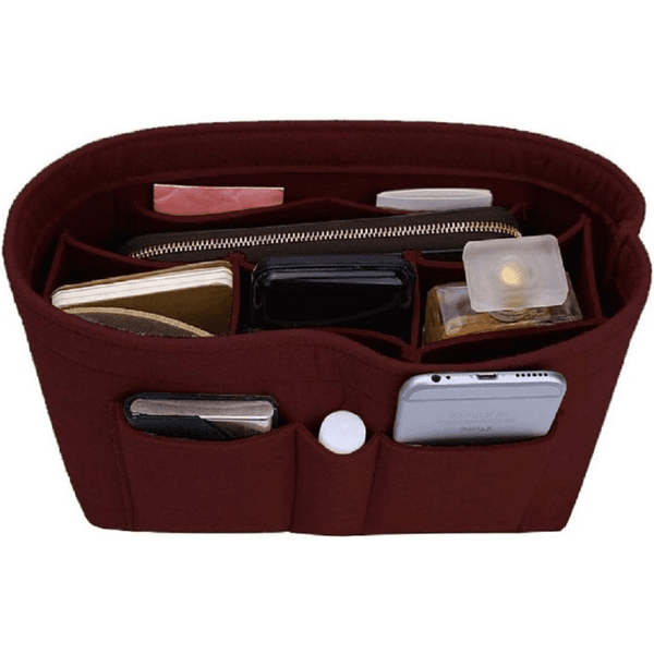Purse Organizer Insert, Felt Handbag Organizer, 13 Colors 6 Sizes Available (Small, Wine Red)