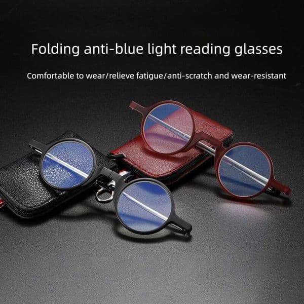 Ultralight Folding Glasses Blue Light Blocking Folding Glasses Men, Antenna High-Definition Glasses, Keychain Eye Protection, Fashionable for Commuting