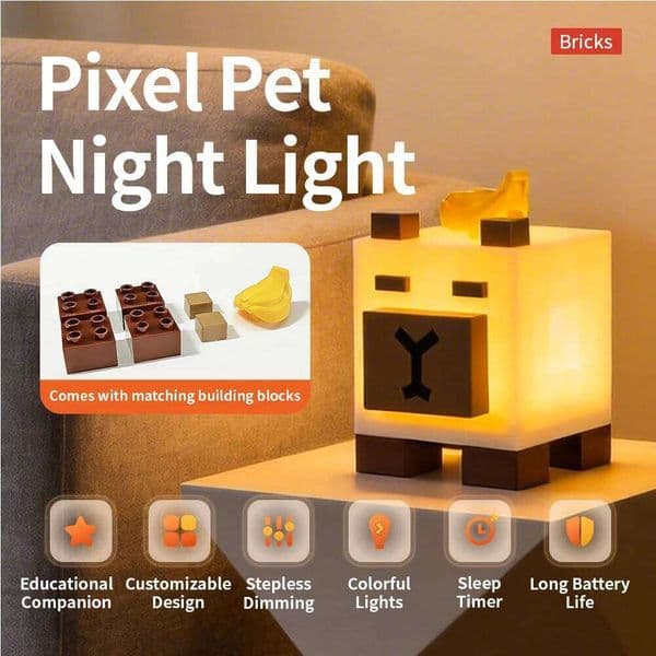 Capybara Pixel Pet Night Light Building Blocks Toys Anime Figures For Kids Desktop Room Decorative Lights Creative Birthday Gift