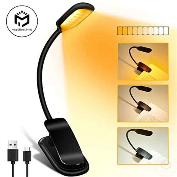 Blue Filtered Clip-On 1000mAh Usb Rechargeable Dimmable Amber Reading Light Mini Read Book Lamp For Kids