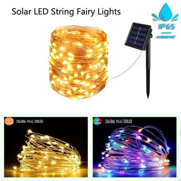 Solar Fairy Lights String with 8 Modes Waterproof Copper Wire for Patio Yard Trees Christmas Party Garden OutdoorDecor