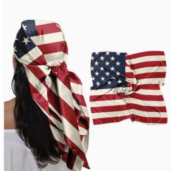 US-Canada World Cup Flag Printed Square Scarf - Outdoor Support Headband Scarf - Versatile Headscarf - Multi-purpose Head Wrap 55*55cm