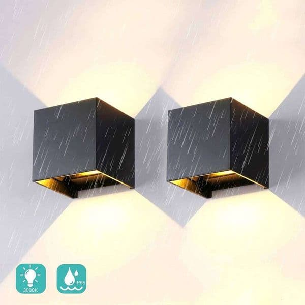 2 Pack LED Outdoor Lights, Exterior/Interior Up and Down IP65 Waterproof Porch Wall Sconces, 12W 3000K Warm Lights