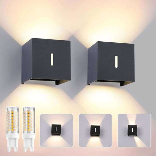 Set of 2 Outdoor Light G9 Replaceable Exterior Sconces Waterproof IP65 Wall Lighting Fixtures for Porch Patio Garage