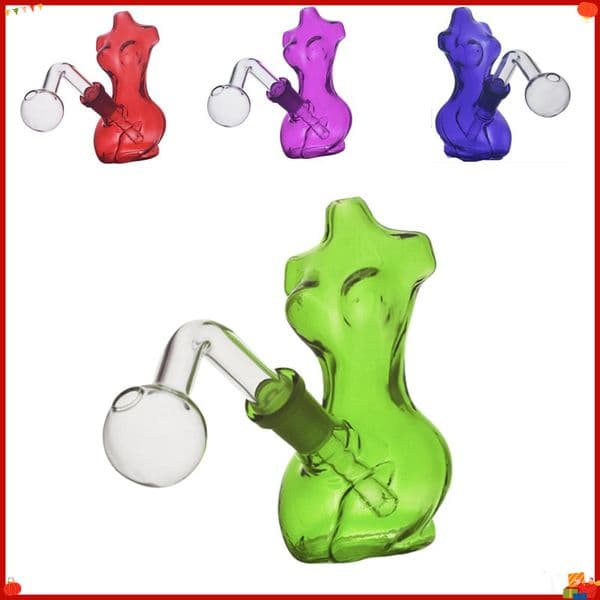 Wholesale Colorful Mini Portable Creative Colorful Glass oil burner bong Pipe High Quality Thick heady Tobacco water bong pipe for smoking