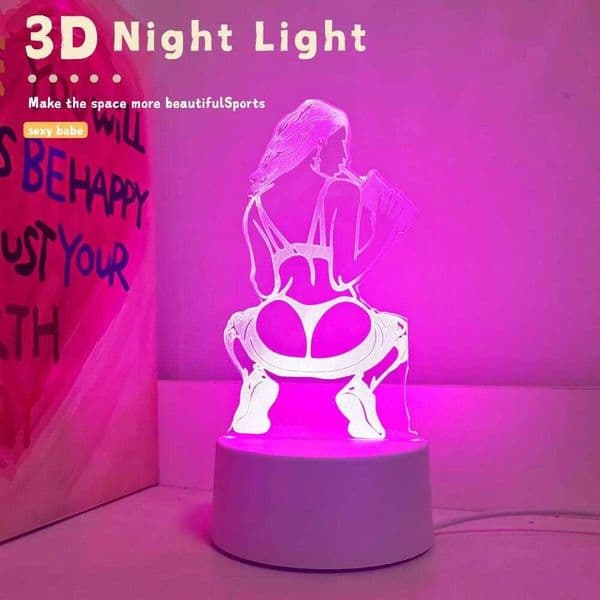 Pink sexy girl 3D LED night light, USB power supply, bedroom bedside table desktop decoration, birthday holiday gift light