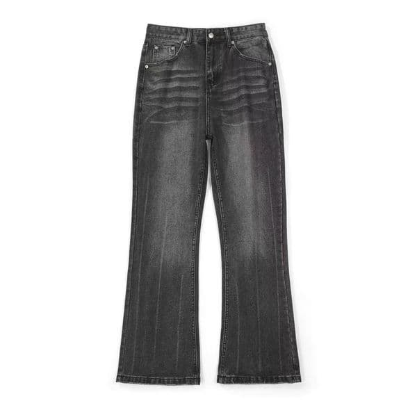 Washed Destroyed Jeans Cuffs Straight Leg Loose Fit Jean
