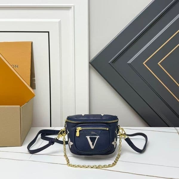 Designer Vintage Printed Leather Fanny Pack Luxury Gold Chain Waist Bag Women Zipper Pocket Crossbody Chest Bag Casual Daily Shoulder Belt Bag