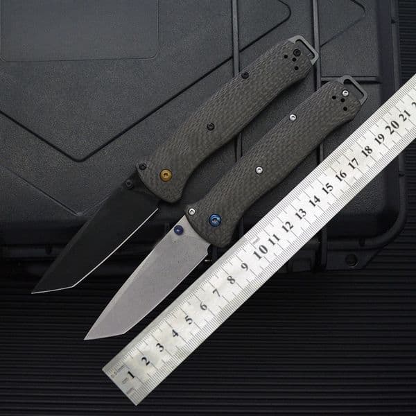 High-Quality Carbon Fiber BM537 Folding Knife with Carbon Fiber Handle, Outdoor Camping Survival Pocket Knife