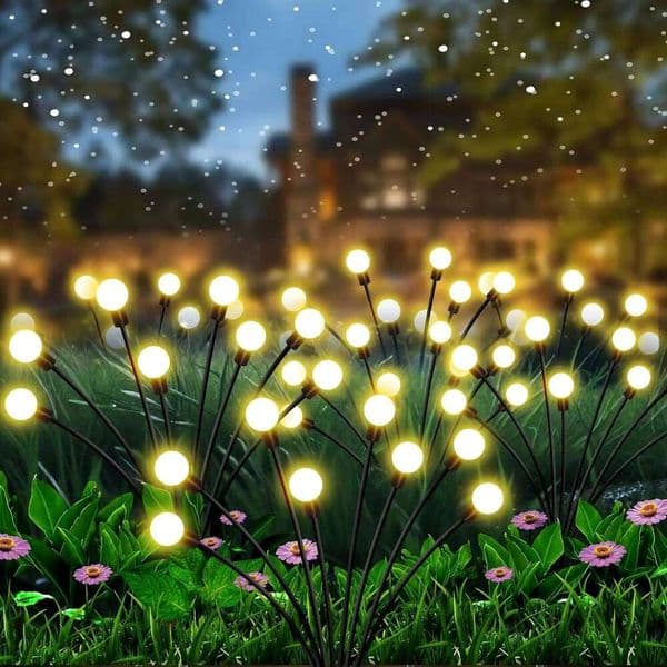 10 LED Garden Firefly Waterproof Lights Outdoor for Yard Patio Pathway Christmas Decorations Solar Lamp