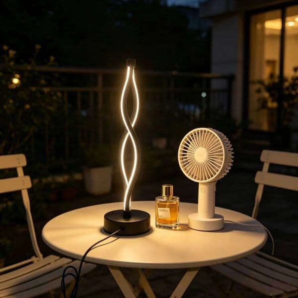 1PC Minimalist Twisted Wave LED Table Lamp, Dimmable Warm Ambient Light, USB Powered Decor Lamp for Bedroom, Living Room, Office