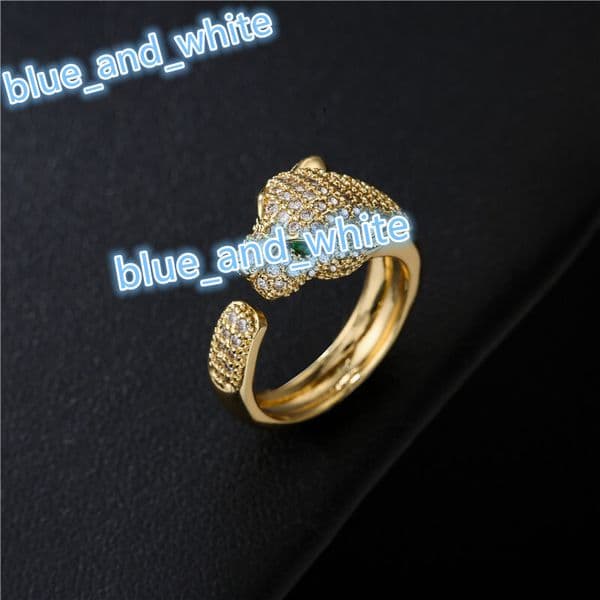 Trendy 18k Gold Plated Copper Micro diamond Leopard Finger Adjustable Opening Rings for Women