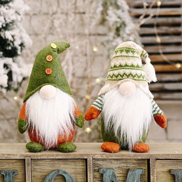 Christmas Decoration Knitted Non-woven Fabric Standing Creative Green Santa Claus Ornament 1pc/2pcs