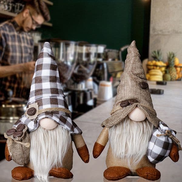 Home Decor Coffee Faceless Doll Gnome Ornament Holding Coffee Beans Rudolph Figure 1pc/2pcs