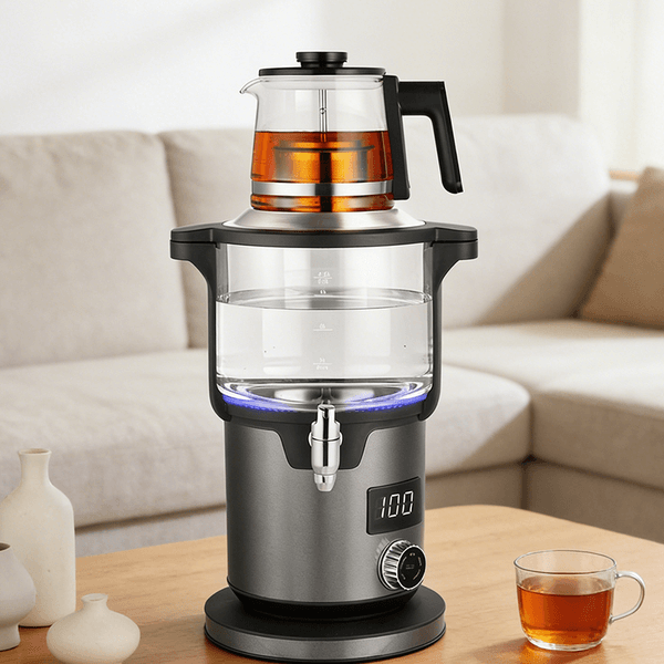 Classic YUEKON Design Tea Maker Touch Screen Fully Automatic Stainless Steel Water Boiler Kettle With Glass Teapot