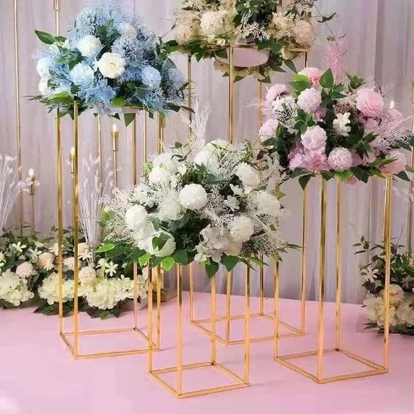 Gold wedding decoration 4pcs/set Iron geometric placed props road lead T station supplies rectangle wedding plinth