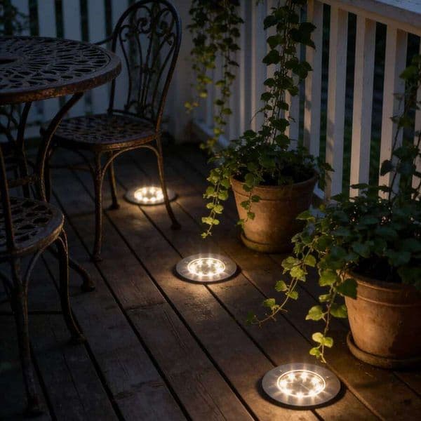 4PC Solar Powered 8 LED Disk Ground Light, Stainless Steel Waterproof Outdoor Buried Lamp for Garden, Pathway, and Yard Decor