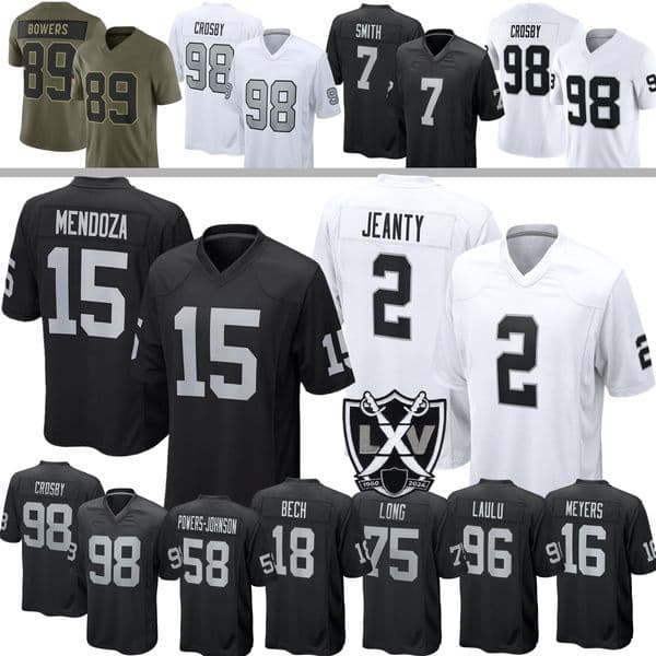RaidersS Ashton Jeanty Football Jersey #15 Fernando Mendoza Maxx Crosby Brock Bowers Charles Woodson Geno Smith Bo Jackson Jonah Laulu Meyers Alzado Women Youth