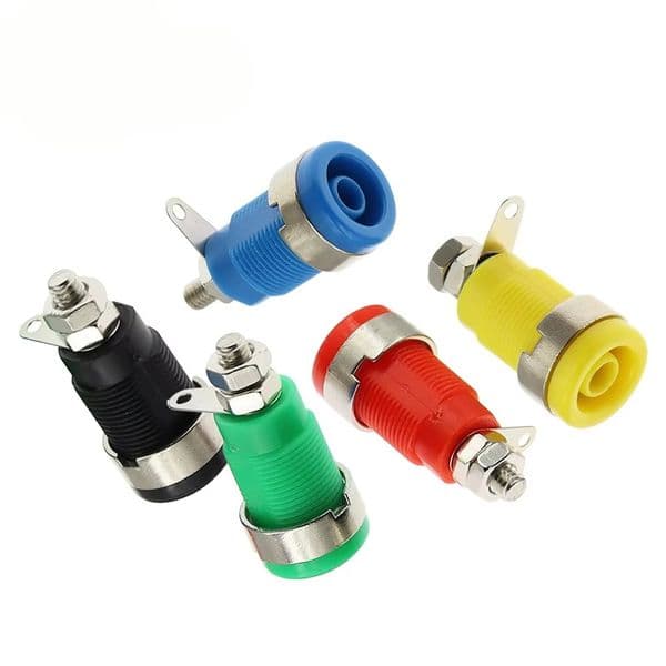 Pure Copper Insulated 4mm Banana Socket Female Jack Panel Mount Test Plug High Current Instrument Binding Post with 12mm Mountin