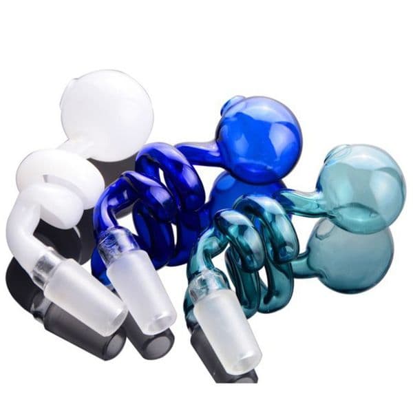 Wholesale Spiral shape Glass Oil Burner Bubbler Bowl Slide Nail Sandblasting 10mm 14mm 18mm Female Male Downstem Colored smoking oil banger bowl for mini water bong